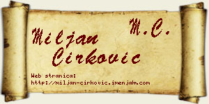 Miljan Ćirković vizit kartica